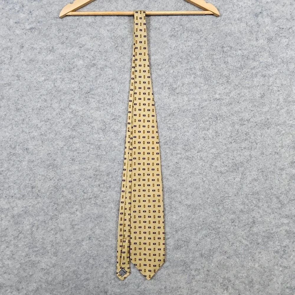 Robert Talbott Gold Geometric Hand Sewn Silk Neck Tie 58x4 Preppy Church Office‎